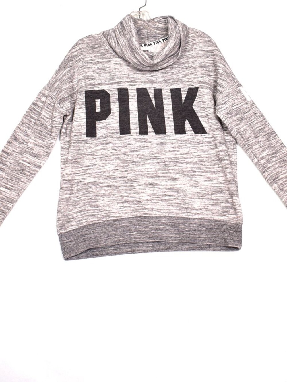 Pink Victoria Secrets Shirt Women's Gray Long Sleeve Mock Turtle Neck Size XS
